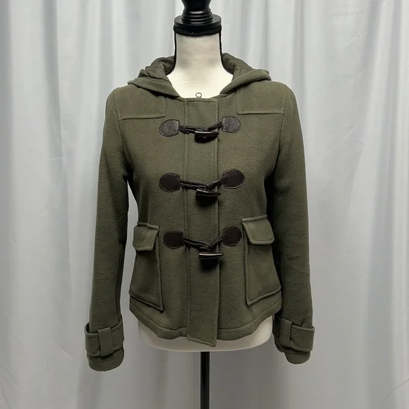 Xhilaration Military Inspired Olive Green Cropped Trench Coat - Medium - Picture 1 of 12